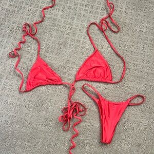 Frankies bikini red strappy bikini